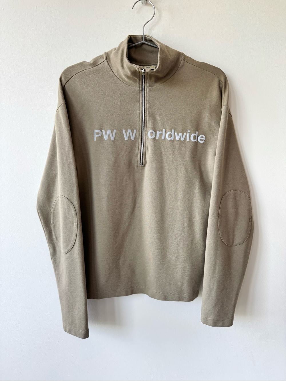 Paloma Wool ‘Hugo’ Unisex Khaki Half-Zip High Neck Sweatshirt - Small